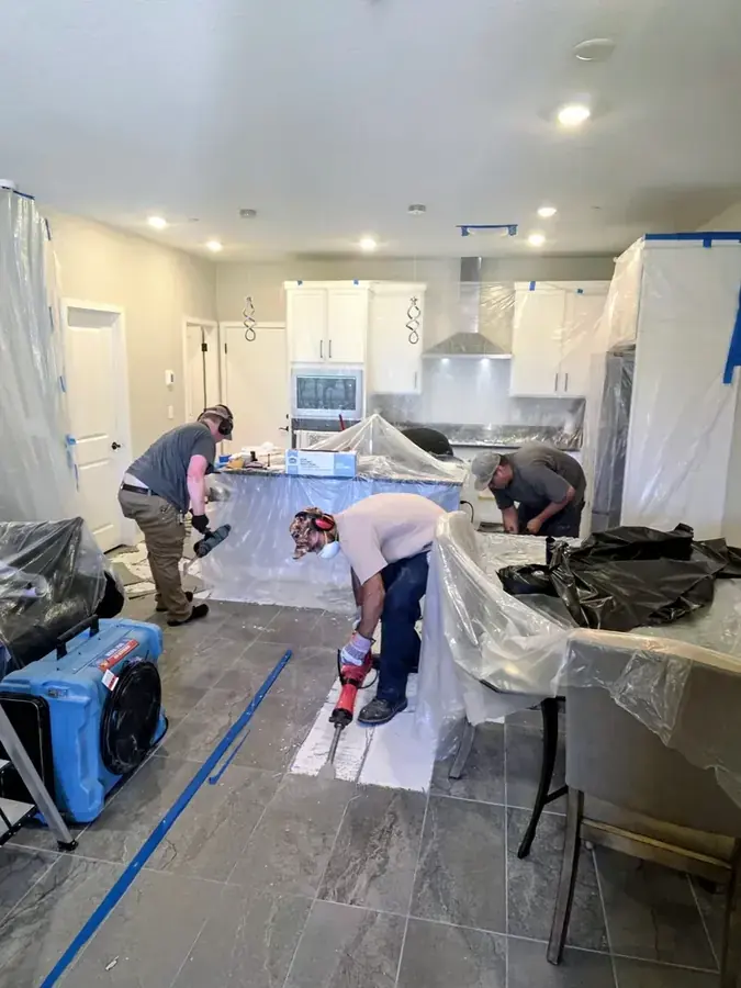 AZ Flood Cleanup crew drying a water damaged home in the northeast Phoenix Valley